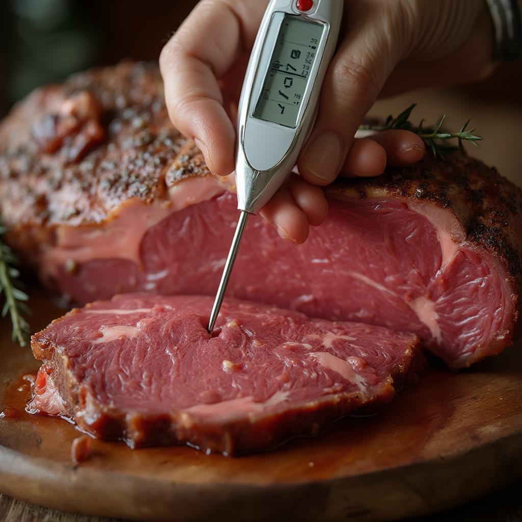 Checking the Internal Temperature of Beef Arm Roast