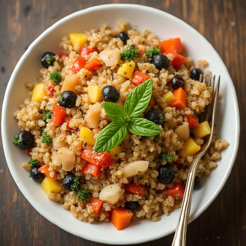 Cooked Brown Rice and Quinoa with Vegetables