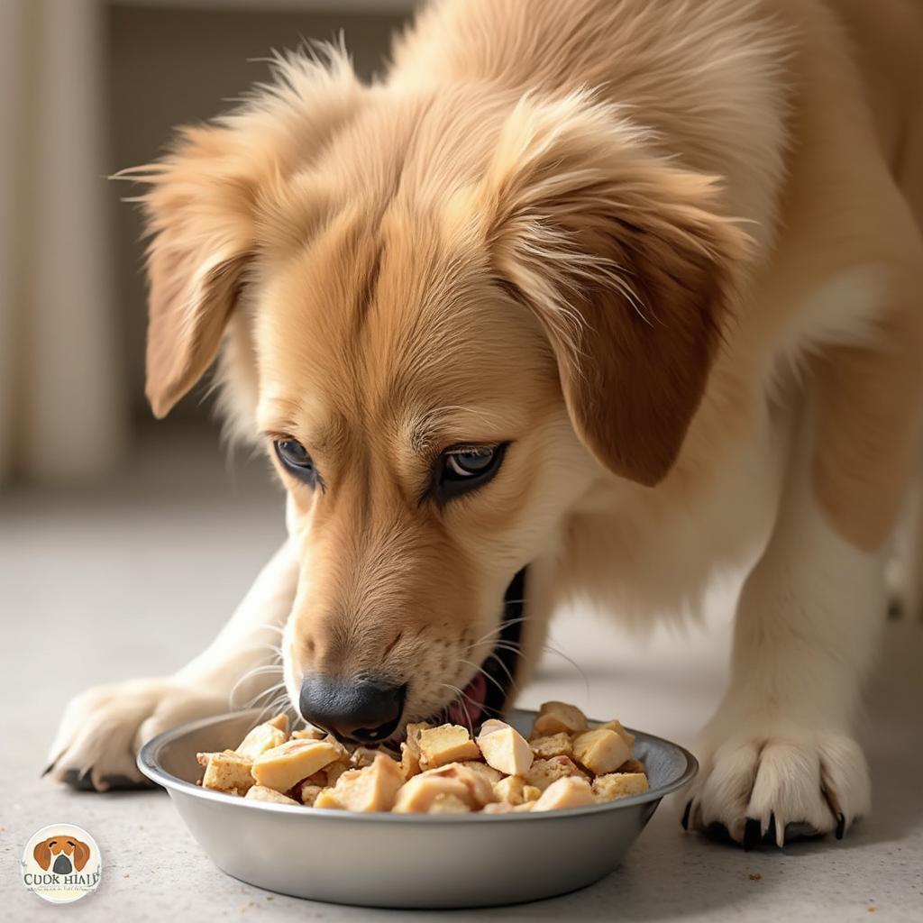 Dog Enjoying a Small Portion of Turkey Giblets