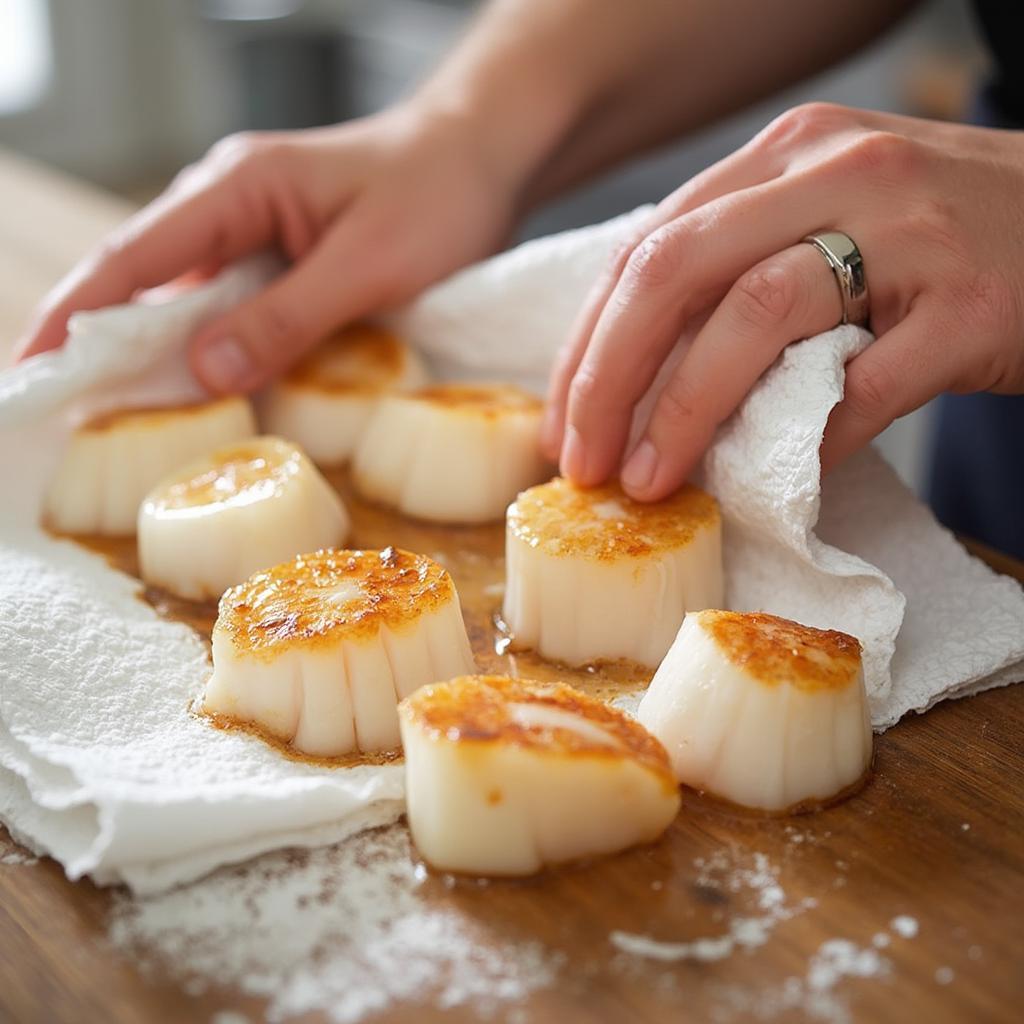 Preparing scallops for cast iron searing