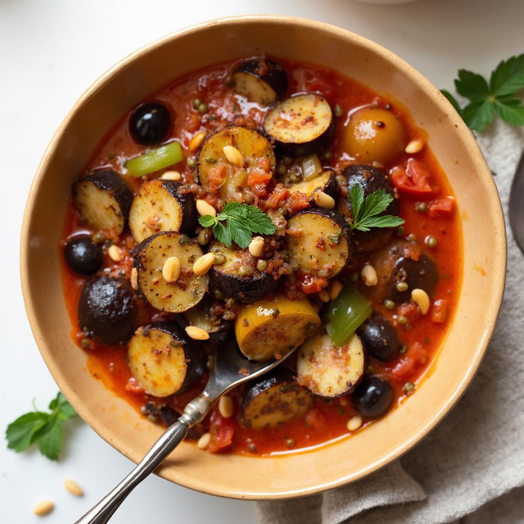 Eggplant Caponata Served in a Bowl