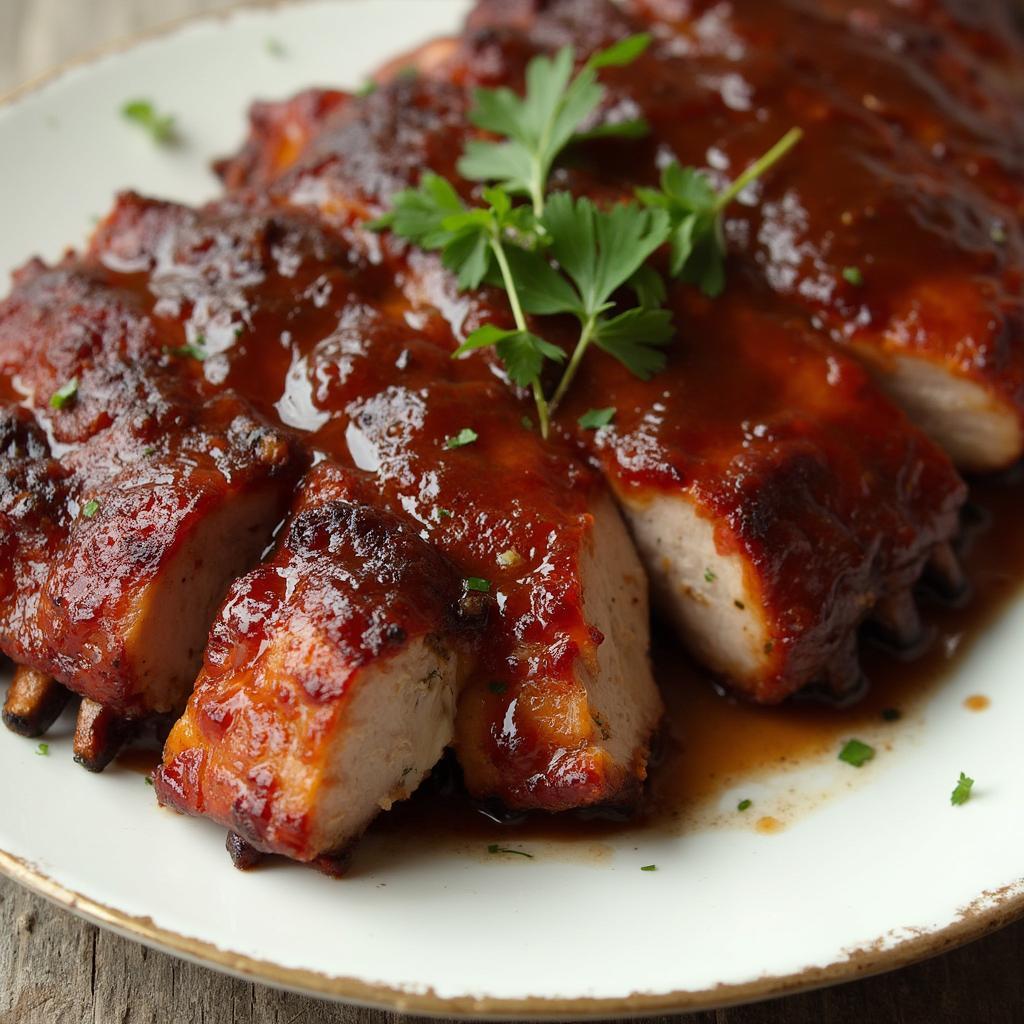 Deliciously cooked pork loin back ribs