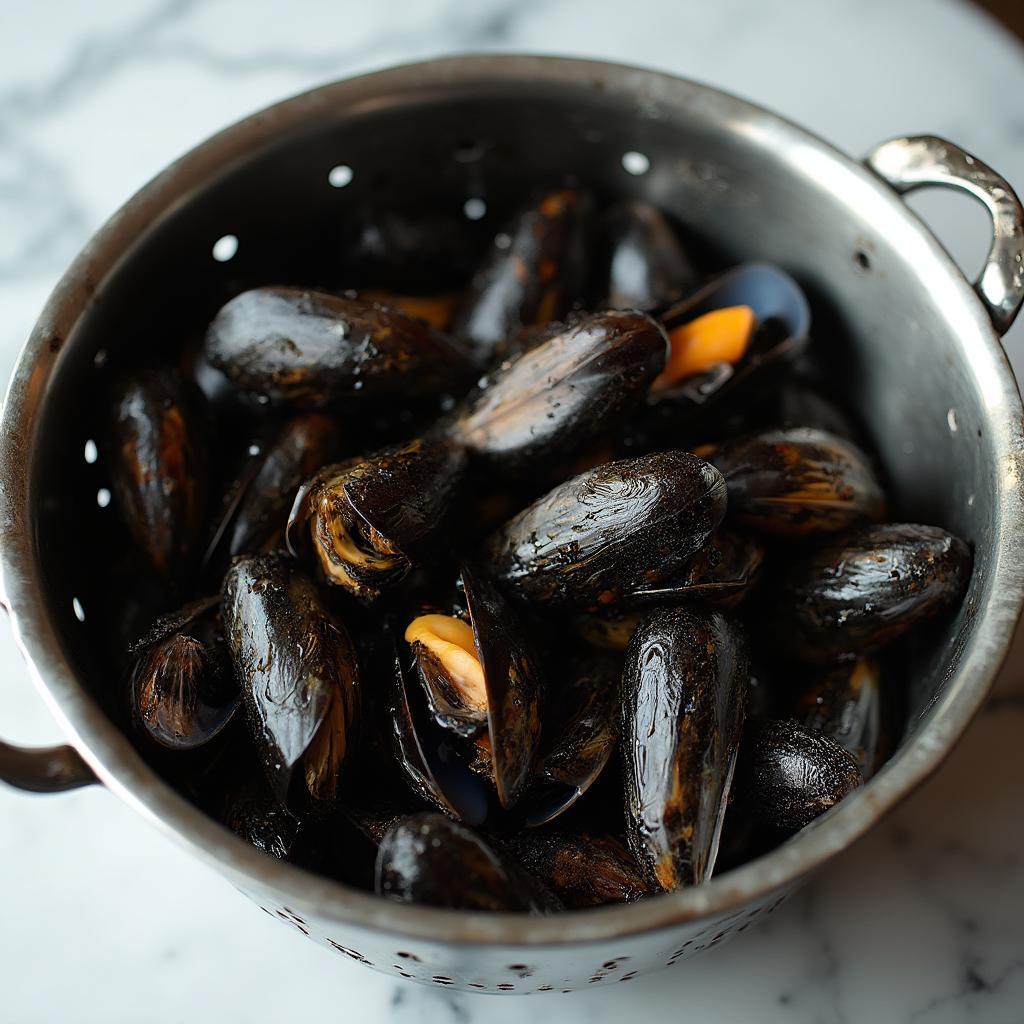 Fresh mussels ready for the butter and garlic recipe