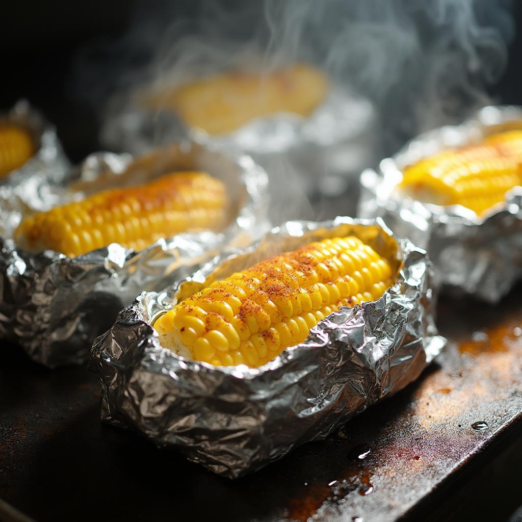 Corn in Foil on Griddle