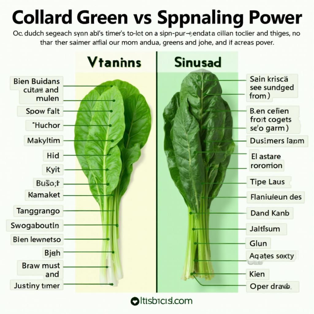 Nutritional Chart Comparing Collard Greens and Spinach