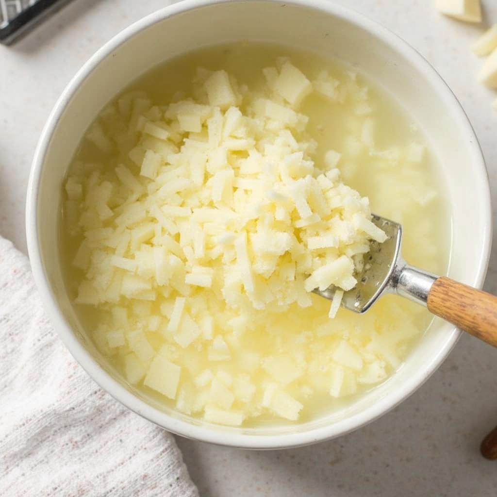 Grating and soaking potatoes for air fryer hash browns