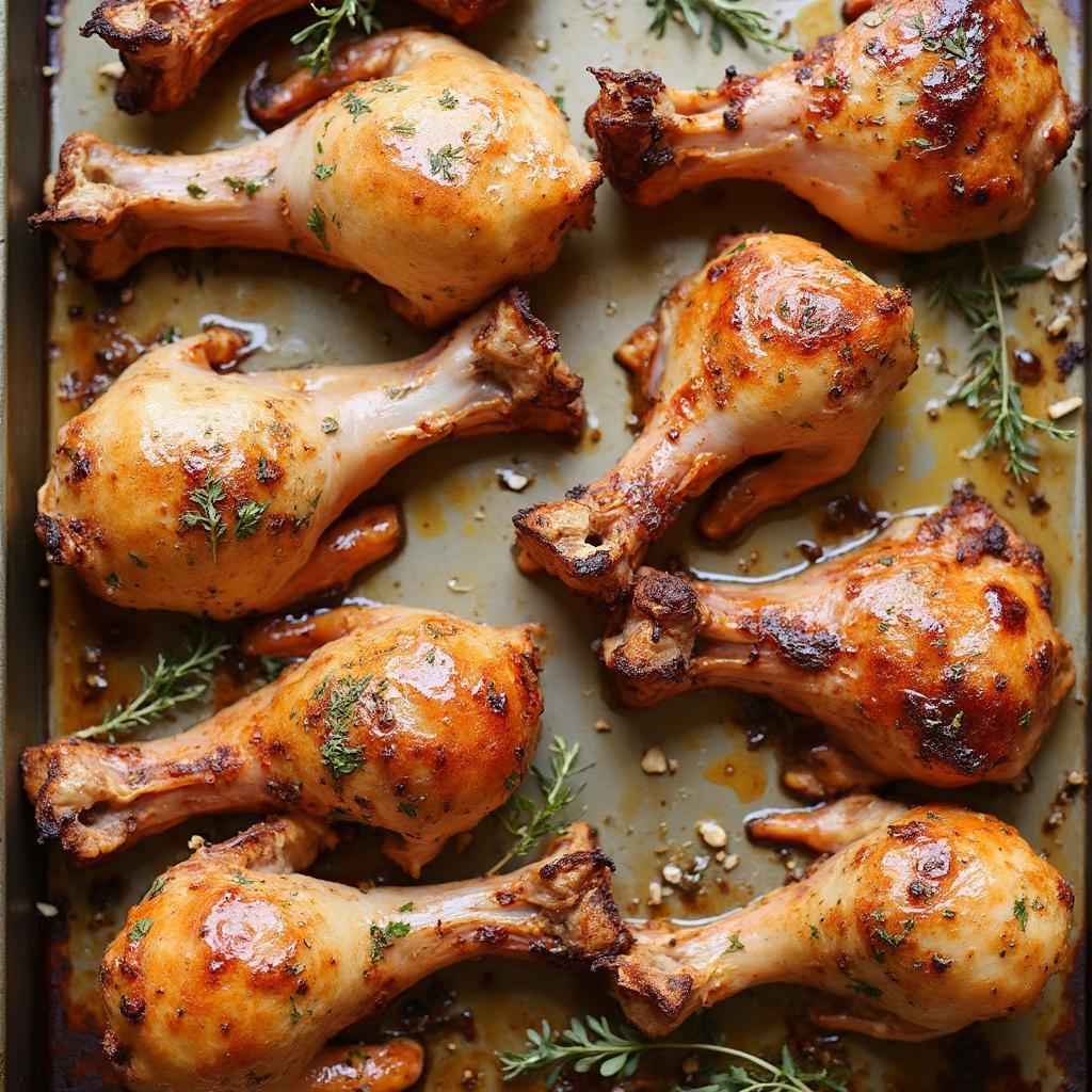 Roasted Turkey Necks on a Baking Sheet