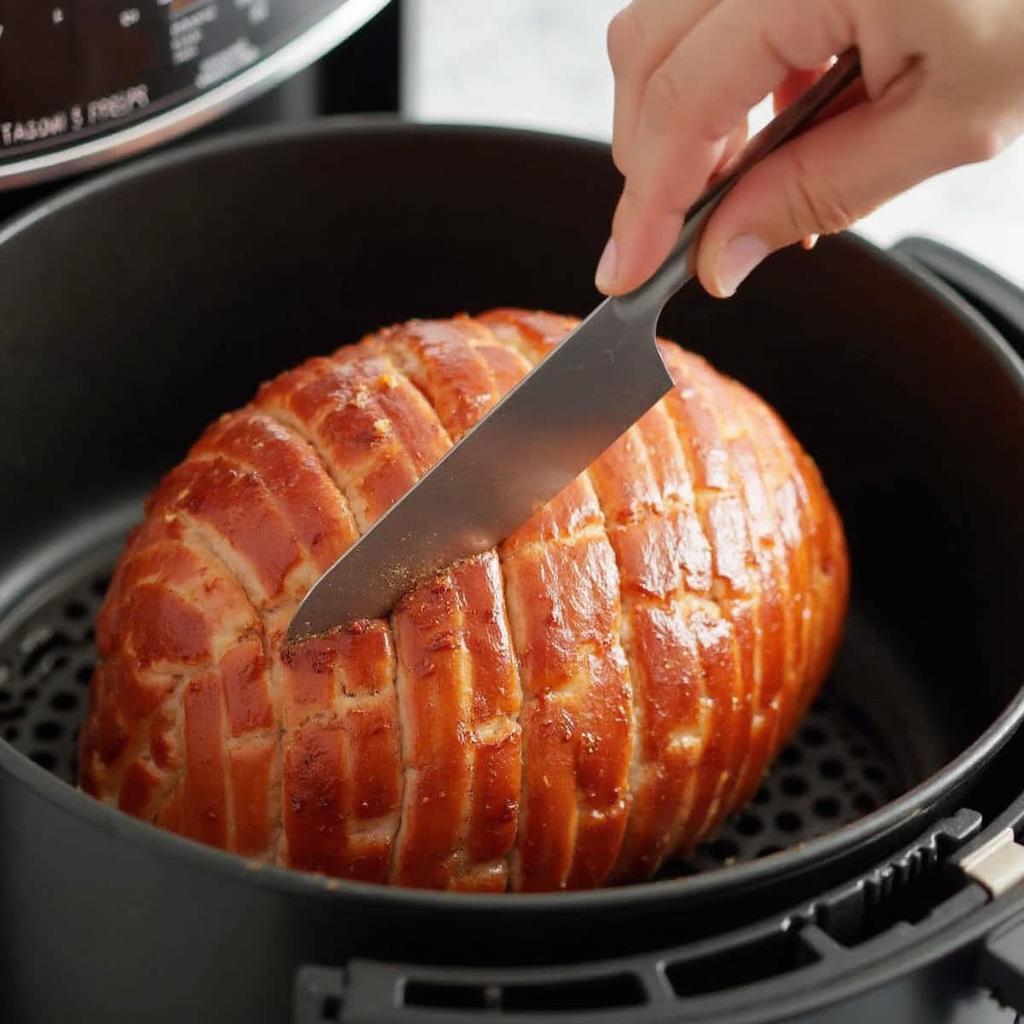 Scoring Spiral Ham for Air Fryer Cooking