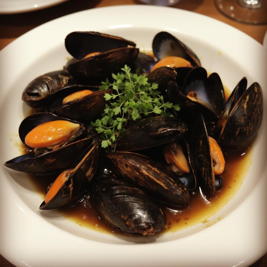 Steamed mussels with white wine and garlic