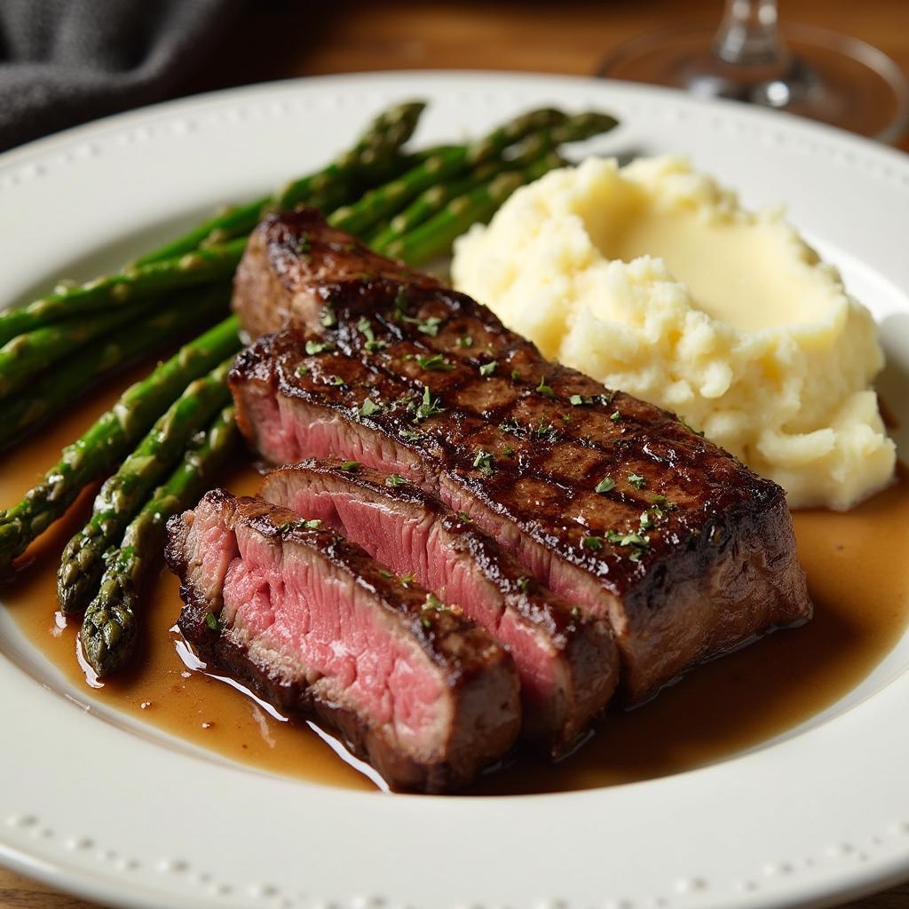 Sliced T-Bone Steak with Sides