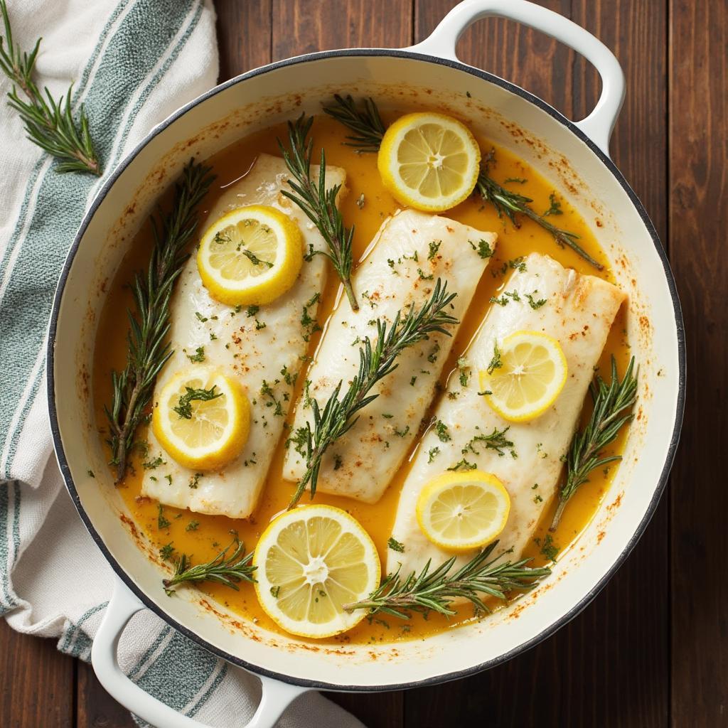 Baked Frozen Cod with Lemon and Herbs