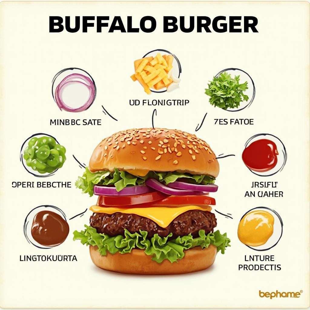 Serving Buffalo Burgers with Various Toppings