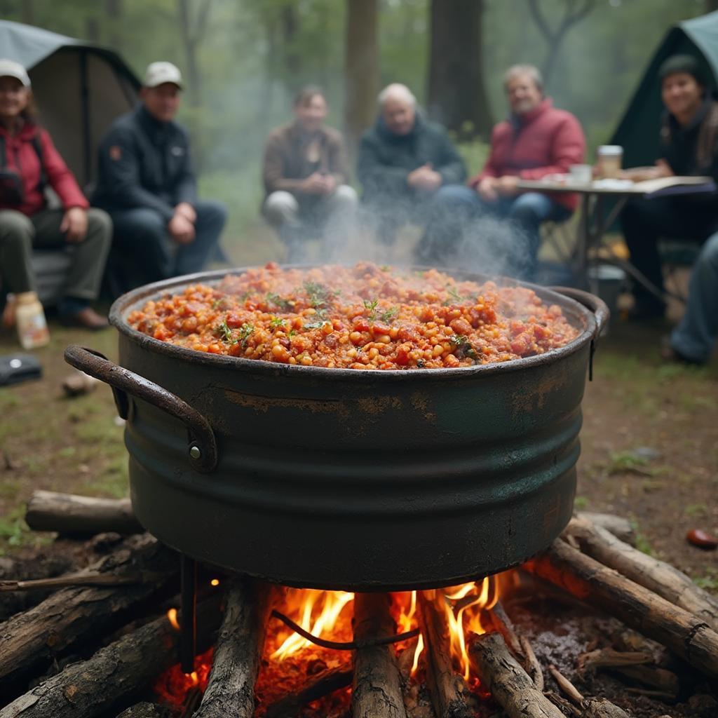 Can Cooker Jambalaya over Campfire