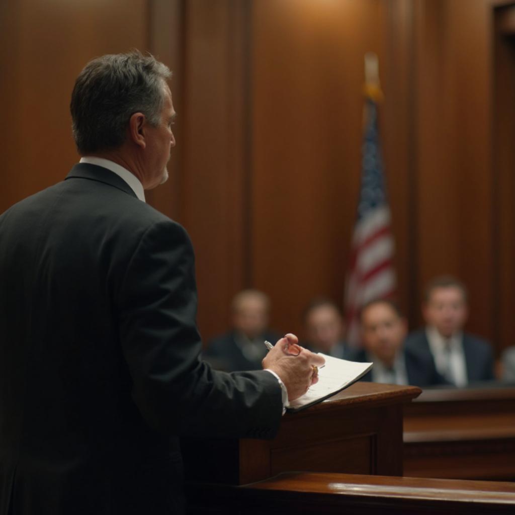 Criminal Attorney Defending Client in Courtroom