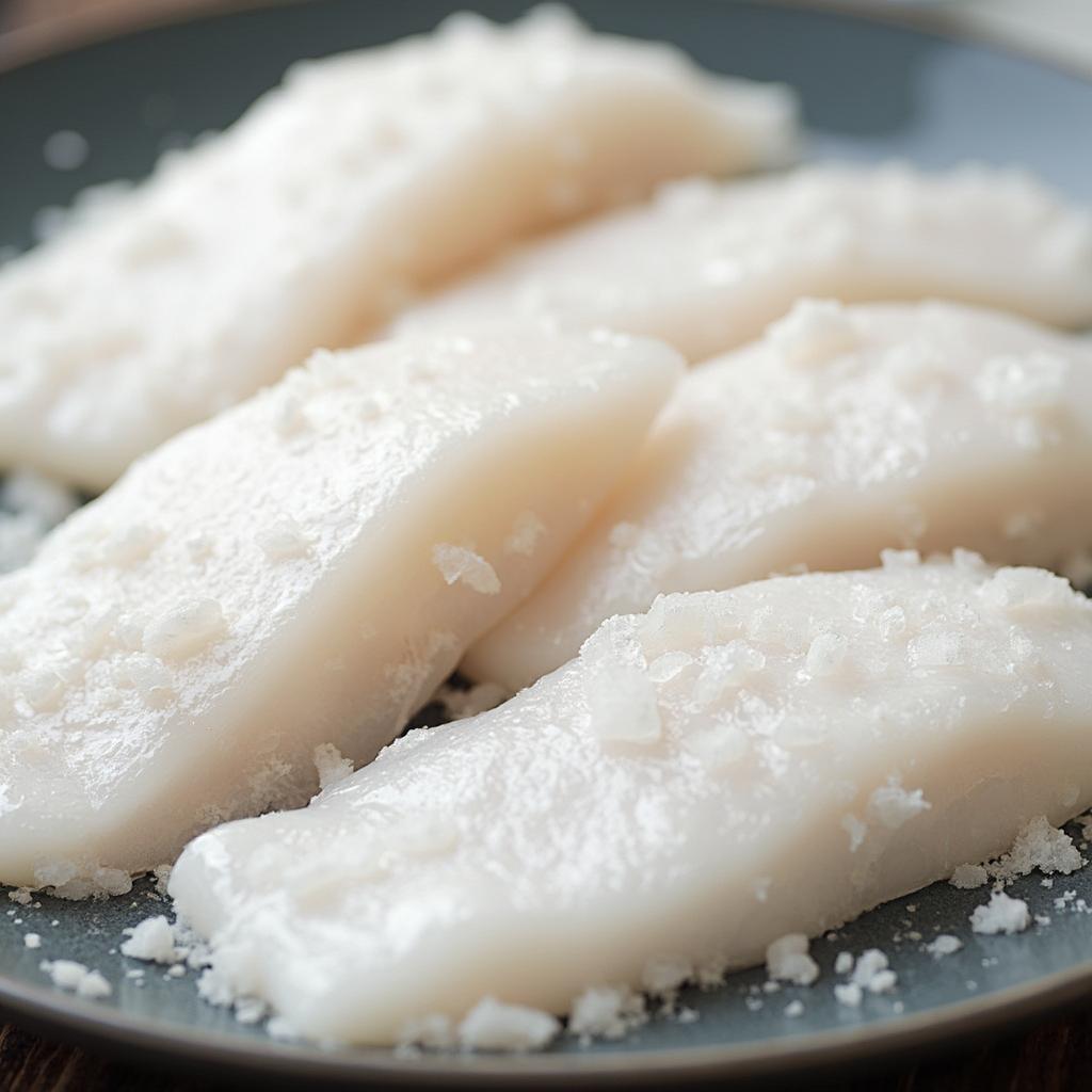 Frozen cod fillets ready for cooking