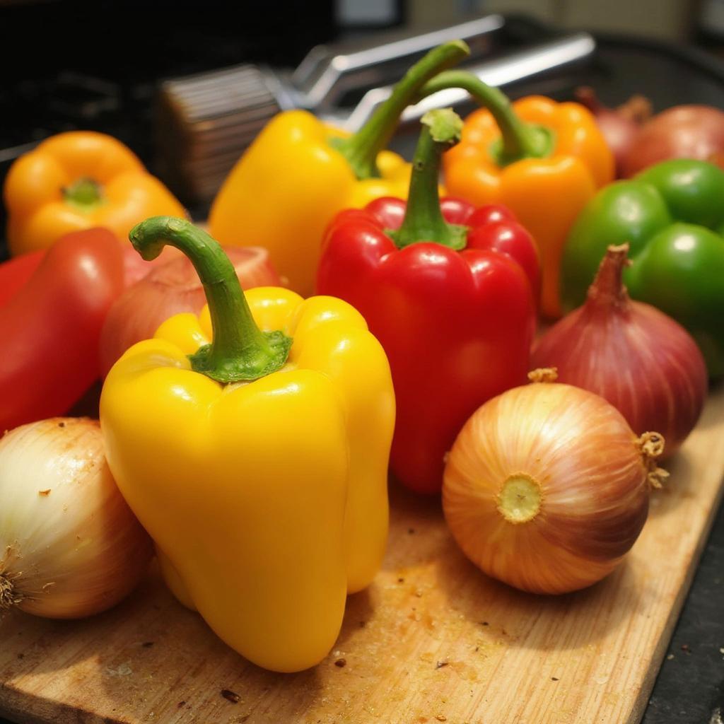 Variety of Peppers and Onions for Grilling