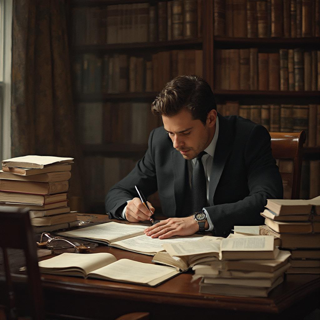 Lawyer Studying Law Books