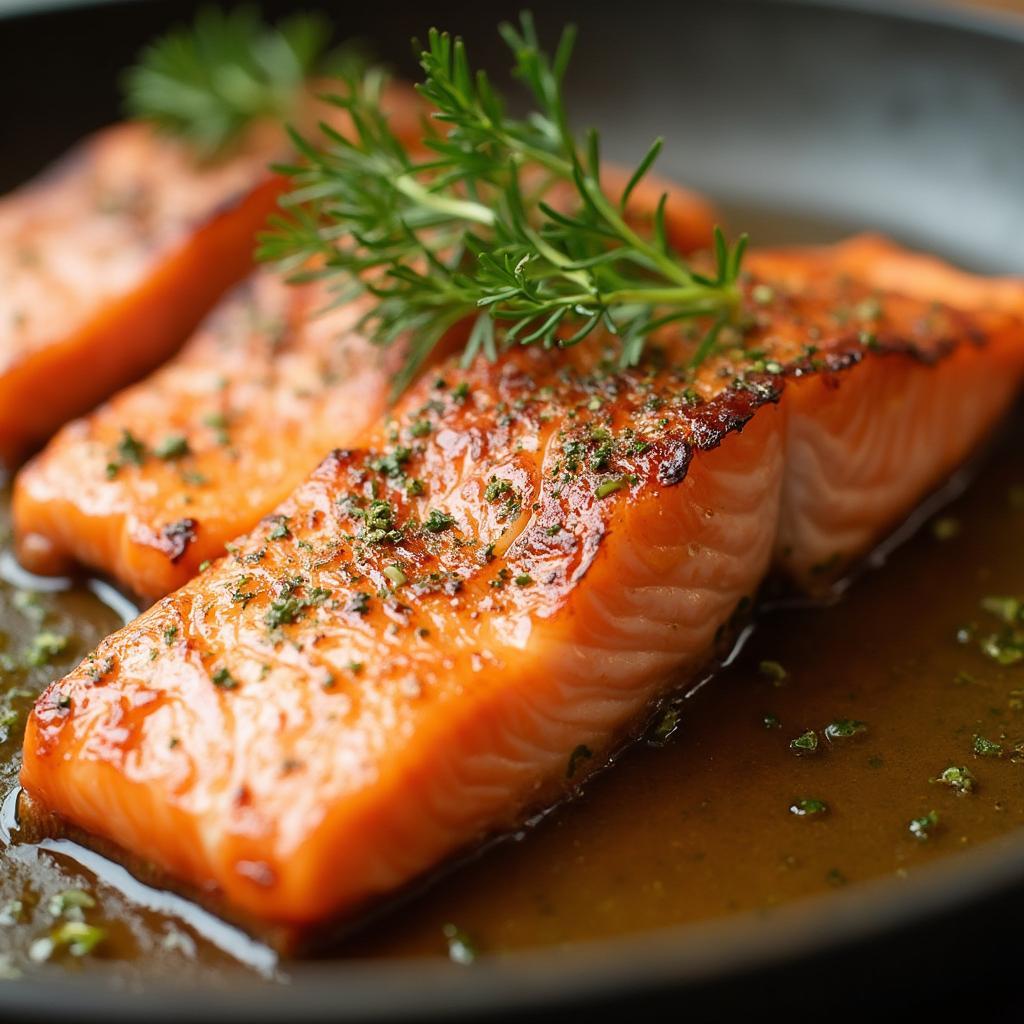 Pan-seared silver salmon with crispy skin