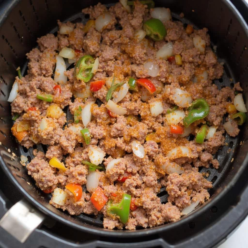 Seasoned ground beef in air fryer