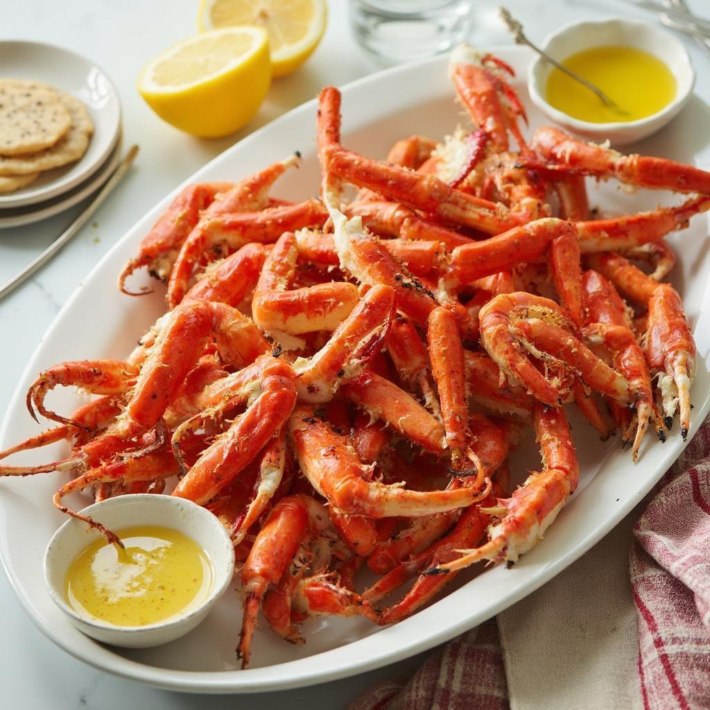 Serving Snow Crab Legs with Butter and Lemon