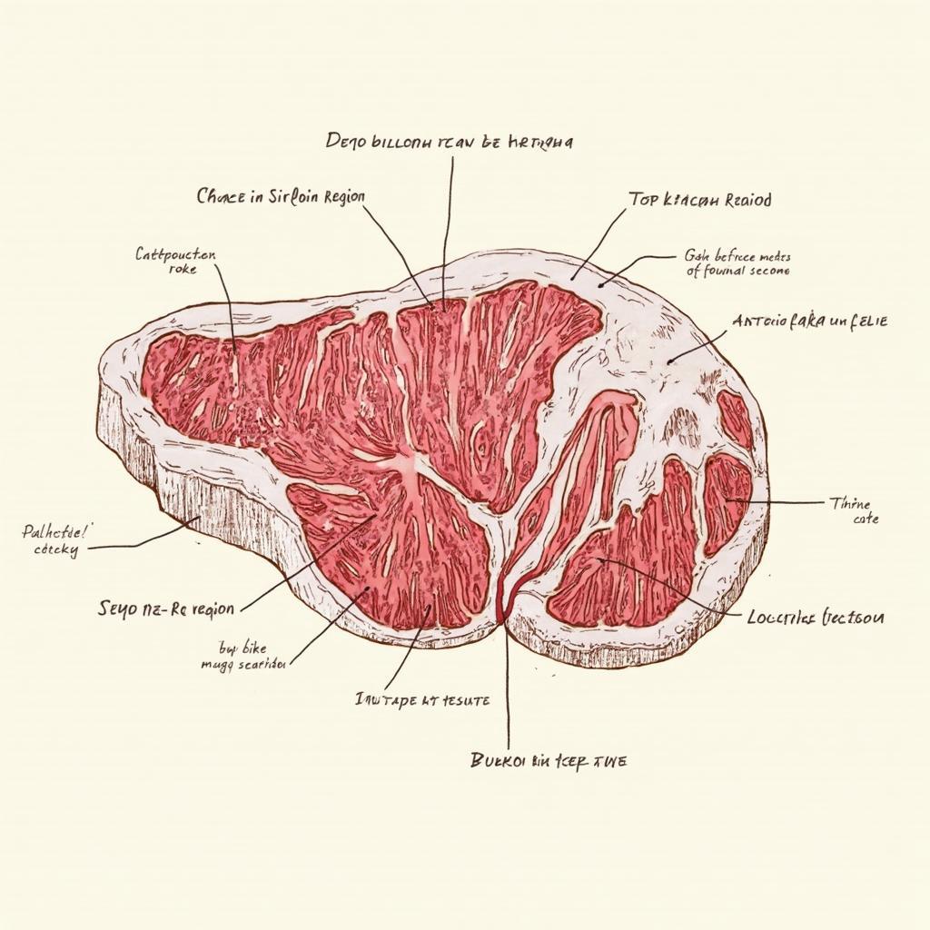 Diagram illustrating the location and anatomy of the sirloin cap on a beef carcass.