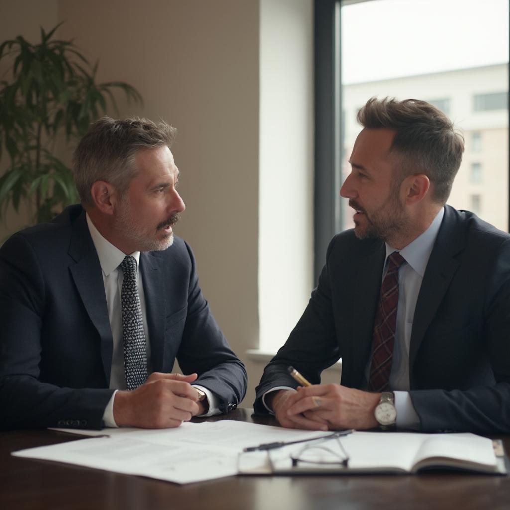 Spanish-speaking defense attorney in consultation with client