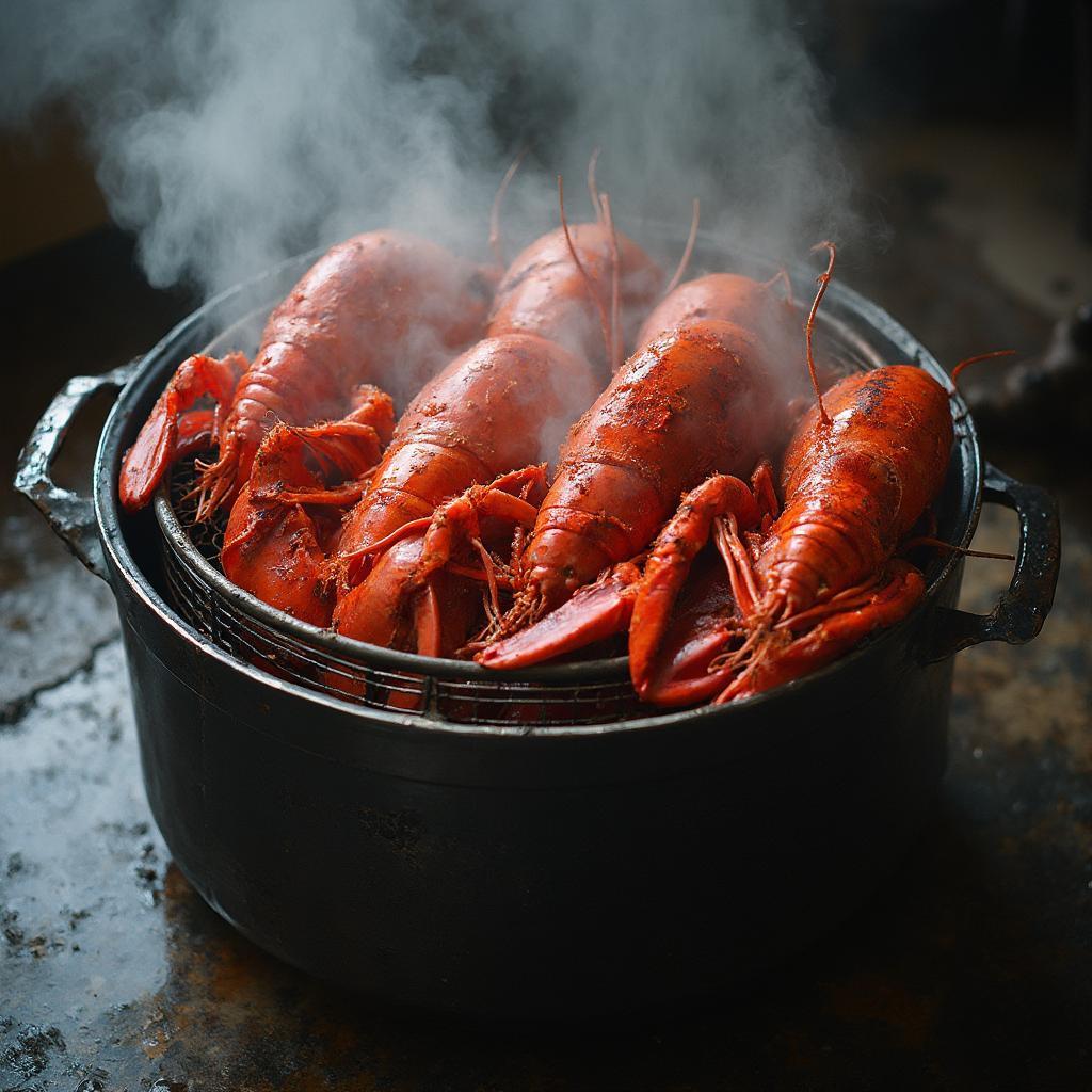 Steaming Lobster in a Large Pot