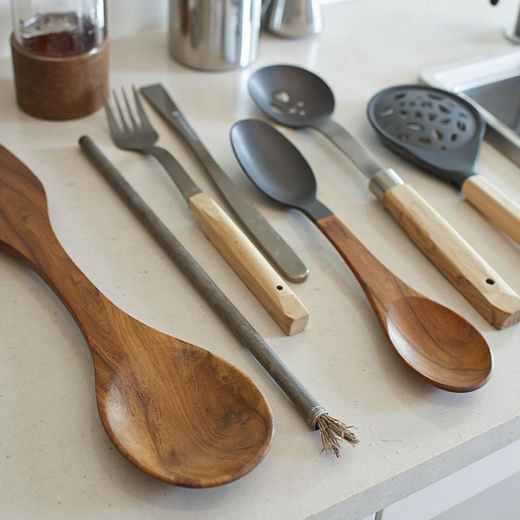 Various Cooking Utensils Made of Different Materials