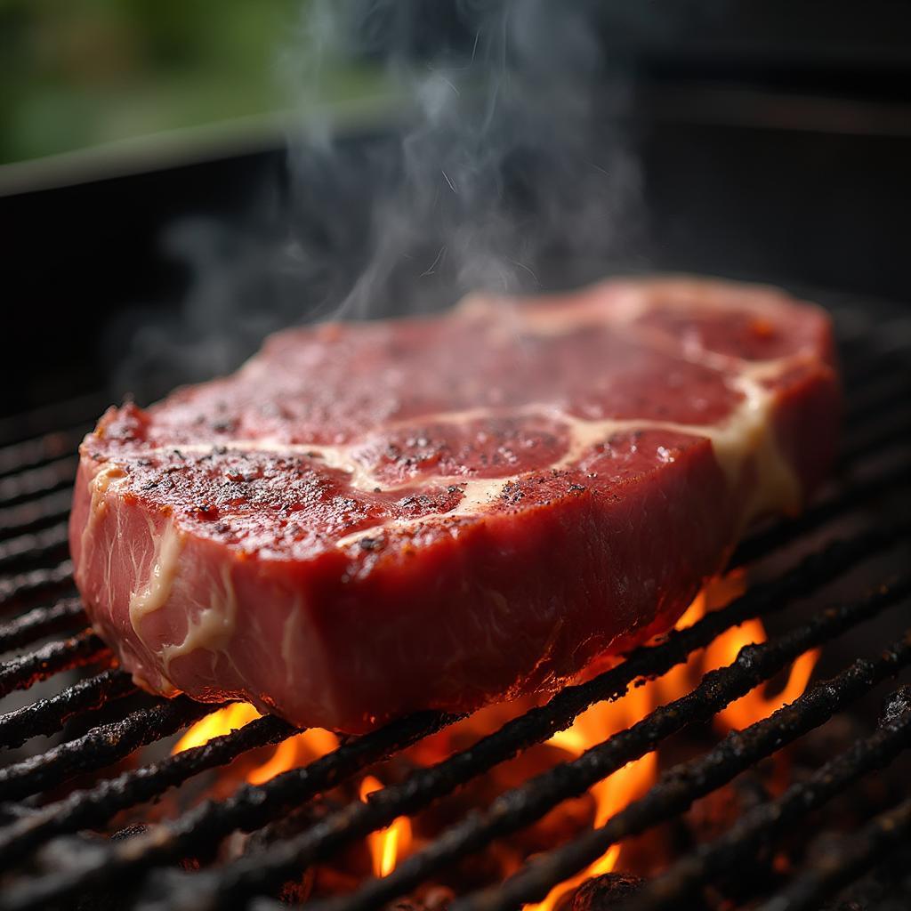 Wagyu Ribeye Grilling on a Hot Grill