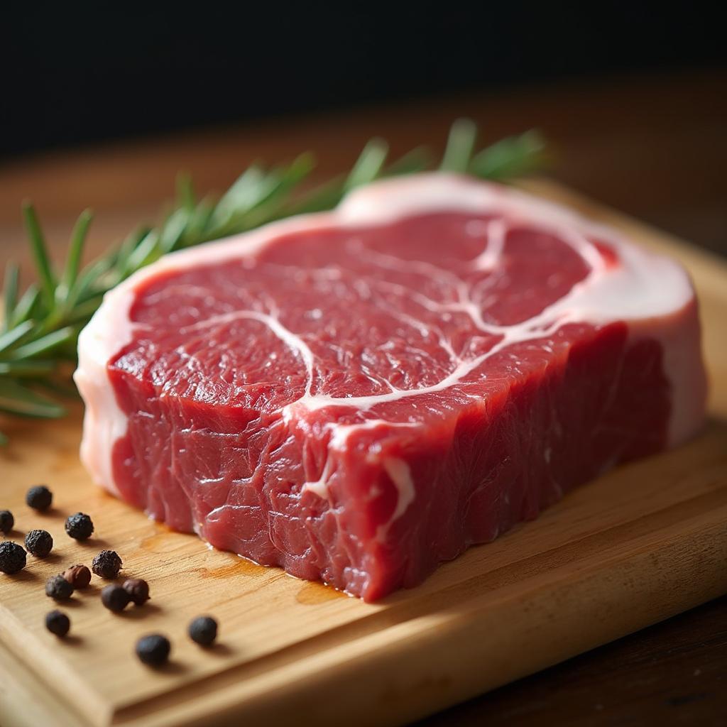 Raw Wagyu Ribeye Steak on Cutting Board